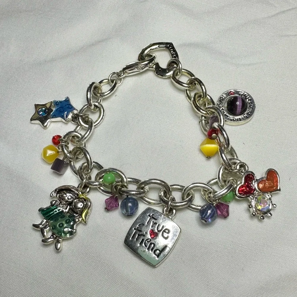Colorful Charm Bracelet with Silver Chain